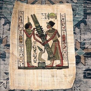 Egyptian Papyrus Art with Hieroglyphics